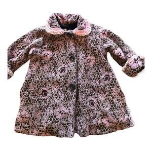 6 Corky & Company Girls Swing Coat Pink Brown Fleece Lined Jacket